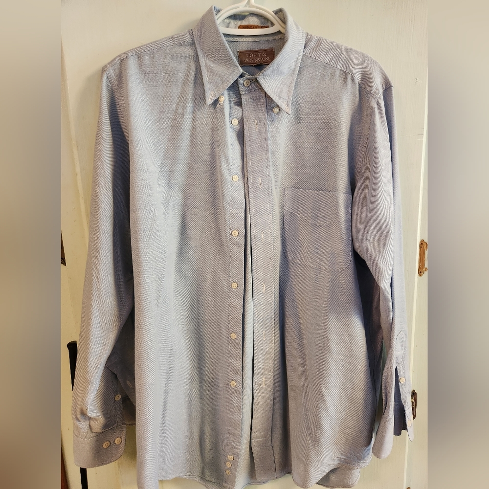 Loft & Brownstone, Blue, Button-Down Collar, 15 1/2 / 34, Long Sleeve Shirt